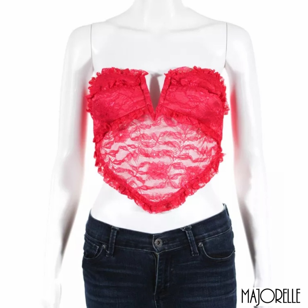 MAJORELLE Scarlet Lace Strapless Top